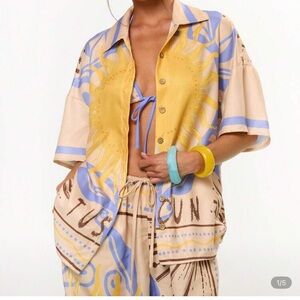 Colorful Button-Up Shirt and Shorts Set